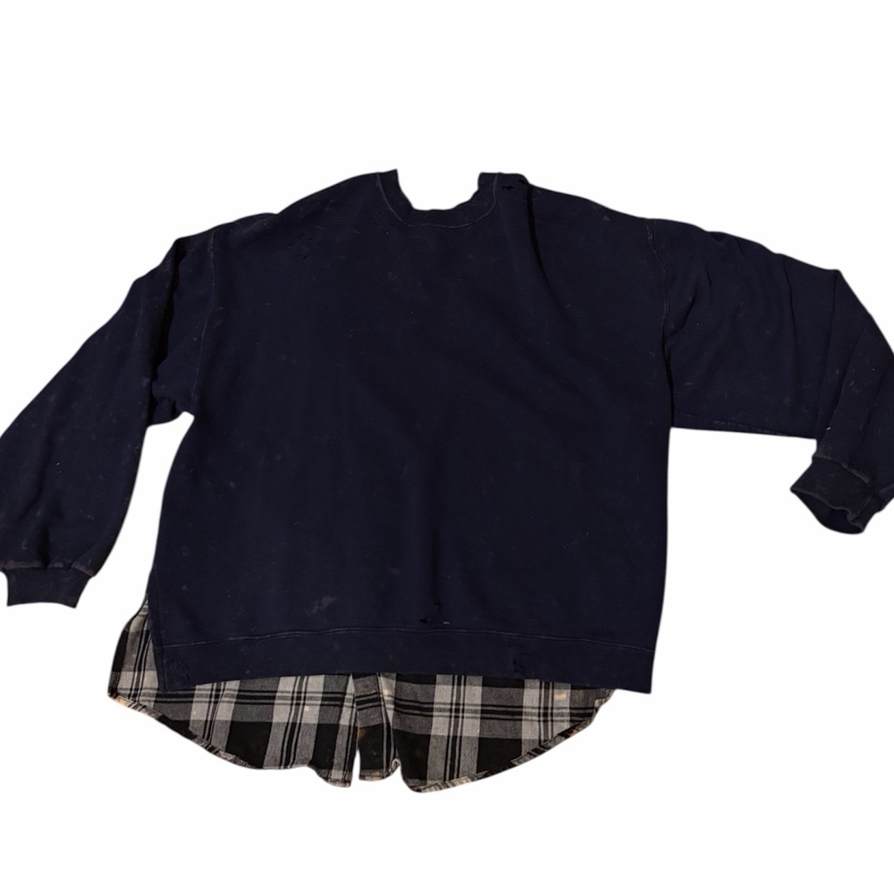 Navy Sweatshirt with Plaid back